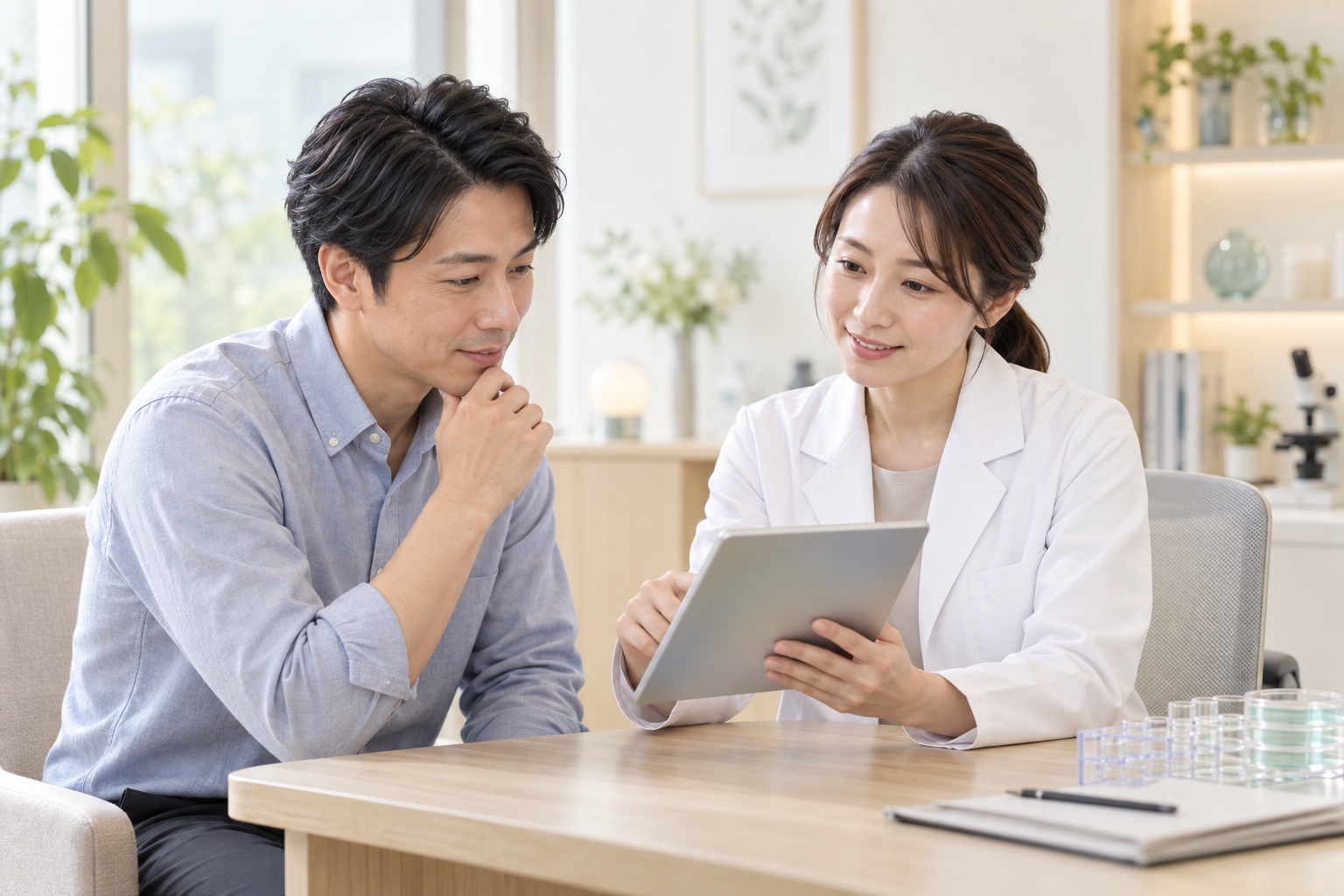 再生医療について医師に相談する様子を表現したAI生成イメージ