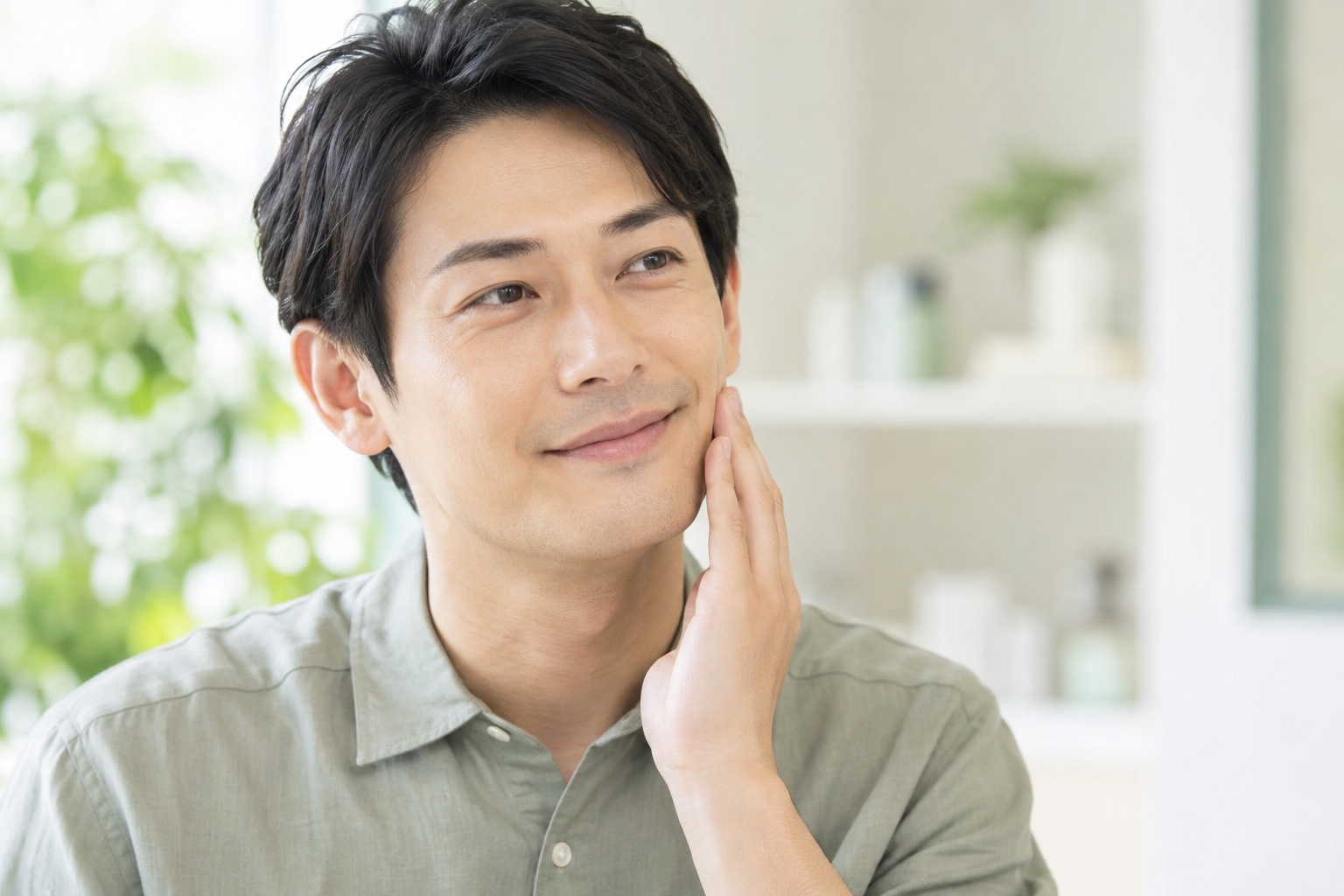 肌をケアする男性のAI生成イメージ